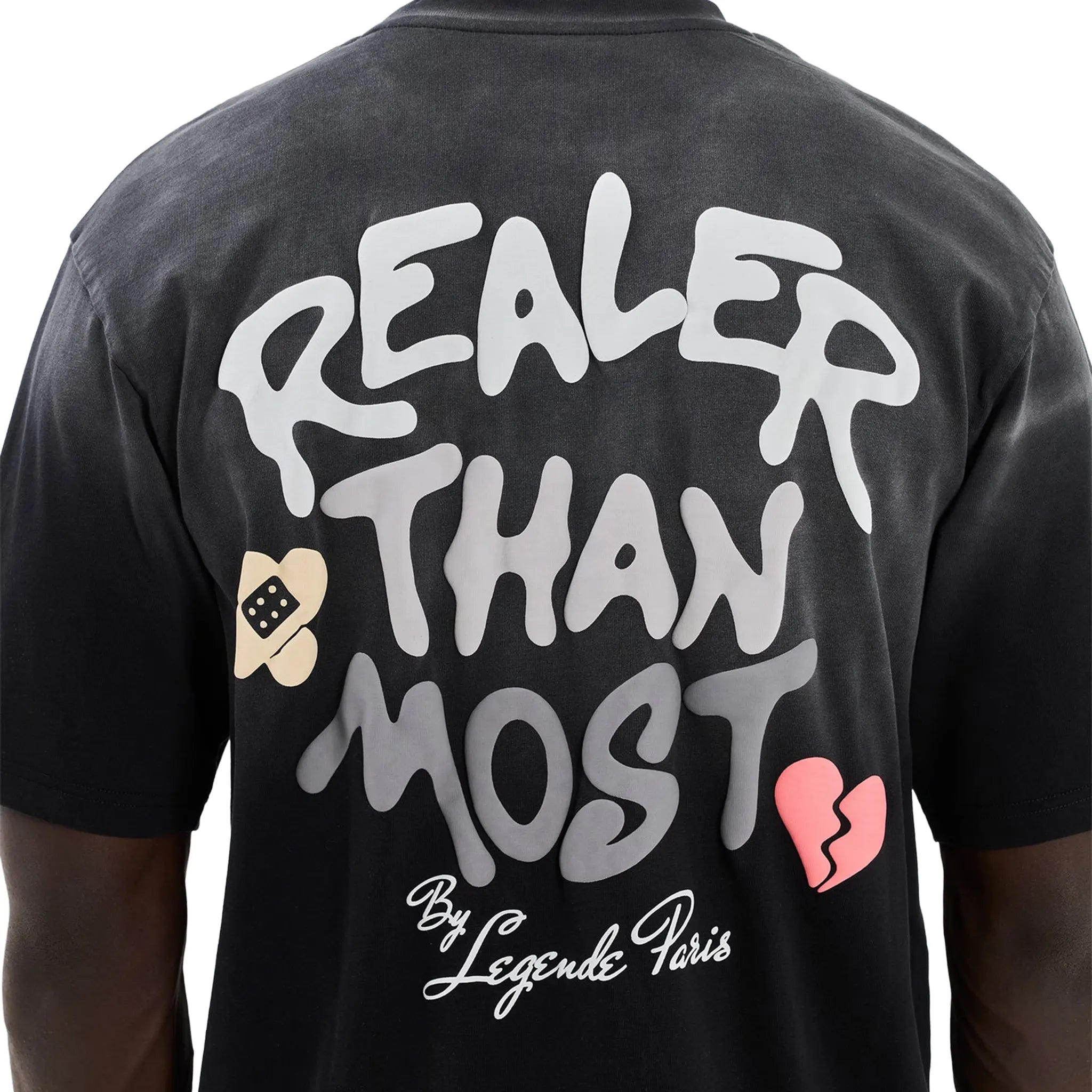 Back View of Legende Paris Realer Than Most Black T-Shirt